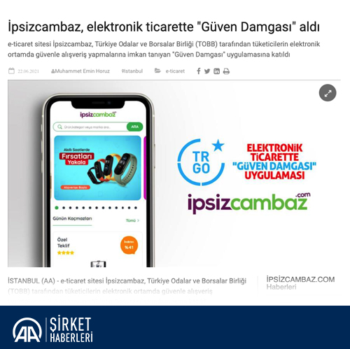 İpsizcambaz, elektronik ticarette "Güven Damgası" aldı